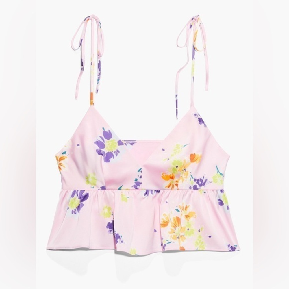 SAVAGE X FENTY NIGHT BLOOMS SATIN SLEEP CAMI SZ MED WHISPER PINK BEDTIME BOUQUET